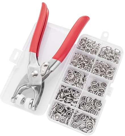 Bailinks 100-Piece Snap Fasteners & Eyelet Punch Kit with Metal Studs and Pliers – Comprehensive DIY Sewing and Craft Tools Set for Custom Clothing, Accessories, and Projects (Silver)