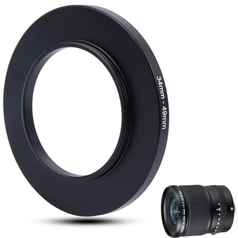 Metall Step-Up Ring Filter Adapter - 34mm auf 49mm - Metallring Step-Up Adapter für Filter, kompatibel mit Allen 49mm UV, CPL, ND-Filtern, Objektivhauben, gewindegedrehten Objektiven usw