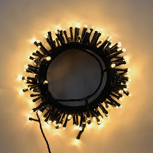 serie stringa luminosa di luci 500 LED per albero di Natale da Esterno natalizie ed Interno controller con 8 giochi di luce e Memoria cavo verde (luce calda, 25mt)