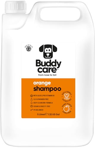 Orange Dog Shampoo by Buddycare | Deep Cleansing Shampoo for Dogs | Orange Scented | With Aloe Vera and Pro Vitamin B5 (5L)