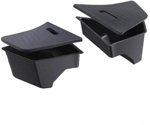 Aprilsunnyzone ABS Black Storage Box,30X25x15cm Rear Trunk Organizer With TPE Lids, Trunk Storage Bins Side Storage Box,Waterproof Odorless Side Storage Boxes For Tesla Model 3 2024