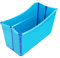 Bañera plegable móvil para adultos, piscina para bebés, 87 x 46 x 56,5 cm, bañera de spa con manguera de drenaje, bañera plegable azul para ducha