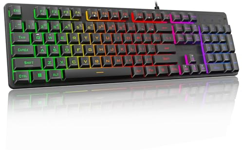 Redragon K521 Upgrade Rainbow LED Gaming Keyboard, 104 Keys Wired Mechanical Feeling Keyboard with Multimedia Keys, One-Touch Backlit, Anti-Ghosting, Compatible with PC, Mac, PS4/5, Xbox