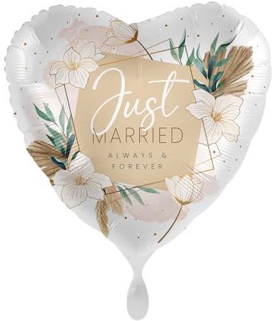 Folienballon Just Married Always Forever Luftballon modern Boho Hochzeit Geschenk Blumen Brautpaar Ballon Made in EU Hochzeitsdeko Ballon Flitterwochen Honeymoon