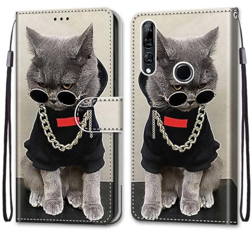 ShuiSu Custodia a portafoglio in pelle vegana per Huawei P Smart Z / Y9 Prime 2019, custodia protettiva a portafoglio con bellissimo motivo chiusura magnetica, cavalletto tasche per carte di credito e