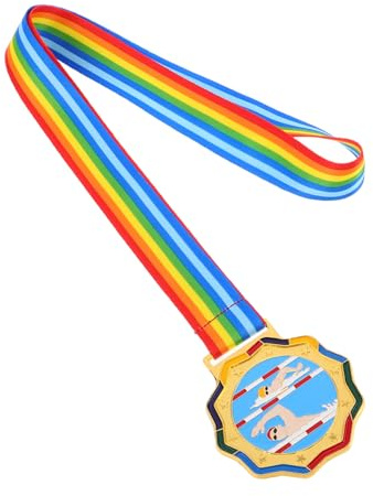 TOYANDONA Goldmedaille für Kinder Beim Schwimmwettbewerb mit Bändern | Zinklegierung, Elegant Gefertigt, Schule und Sport, Erinnerungsstück für Kinder bei Wettbewerben