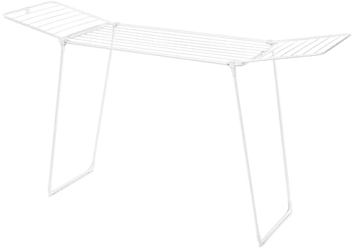 Brabantia HangOn Drying Rack, 22 metres (White), Large Capacity Clothes Drying Rack for Up to One Full Machine Load, Foldable Laundry Stand for Large and Small Items, No Pegs Needed