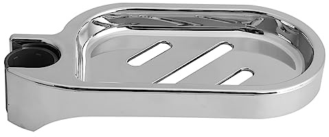 BRRNOO Adjustable Dish Holder, Practical ABS Shower Rod Slide Bathroom Gadget for Plate with Hollow Out Design, Easy to Install on Shower Rod