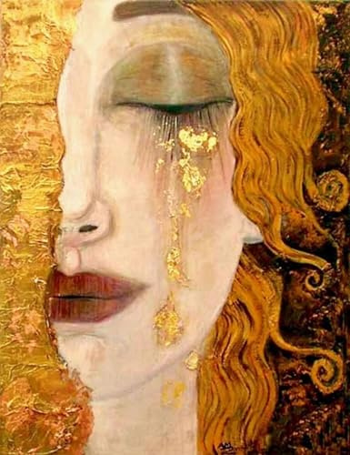 LFYNIORS Kit De Bordado De Punto De Cruz Famosa Pintura Al Óleo，Mujer Llorando 14Ct Completa Impreso Diy Con Hilos Y Tela Para Niños O Adultos Principiantes Estampados Mano Hacer 80x100cm