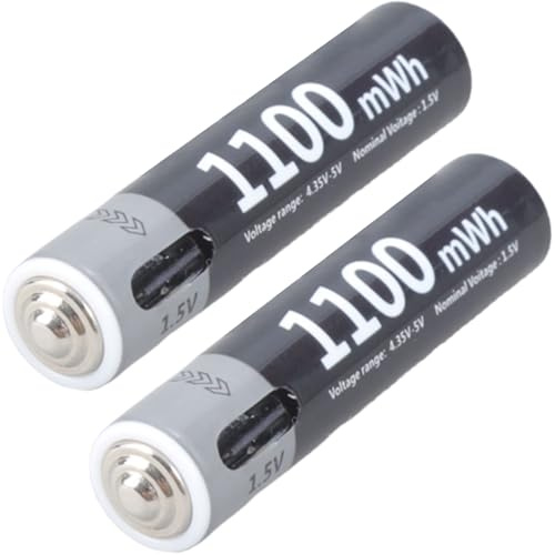 Lot de 2 piles LR3 rechargeables USB C 1100 mWh 1,5 V pour ventilateur de refroidissement à distance