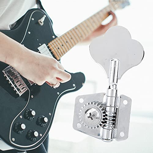 WALFRONT E-Bass-Tuner-Knöpfe, Stimmwerkzeug aus Silbernem Stahl, Feinabstimmungszubehör für E-Bass-Spieler in der Linken Reihe (Für die linke Reihe)