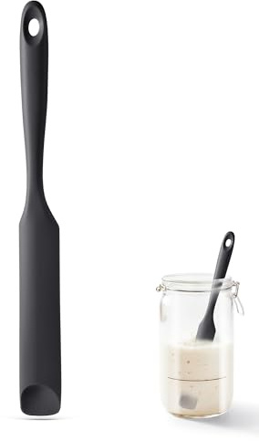 U-Taste Burkspatel, Liten Silikonspatel, Flexibel Skedformad Spets (Svart) | Robust Kärna för att Blanda, Skrapa och Breda Surdegsstarter, Jordnötssmör, Sylt och Grädde