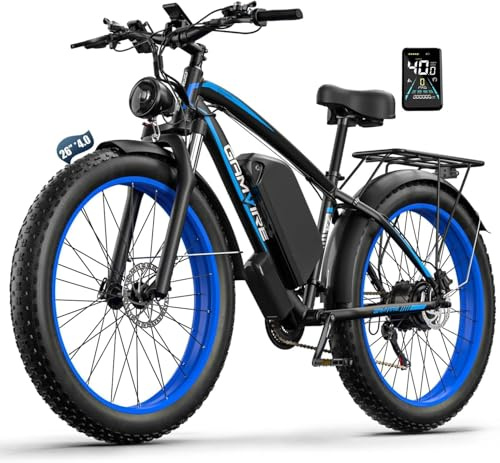 Kojesen V7 Elektrofahrrad für Erwachsene, 26×4.0'' Fat Tire Mountain E-Bike mit 52V 19.2Ah Akku, Pedalassistenz, hydraulische Bremsen, 21-Gang Elektrofahrrad