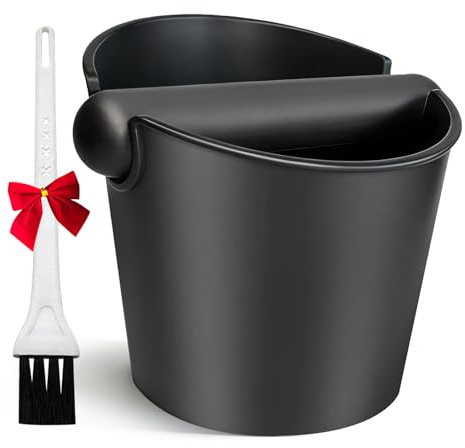 Coffee Knock Box - ABS Espresso Grounds Knock Box Bin with Low-Noise Removable Knock Bar & Non-Slip Base for Home Barista Coffee Knock Box Accessories, Barista Coffee Machine Accessories (Black)