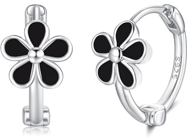 Deyanse Ohrringe Silber 925 Creolen Mädchen, 925 Sterling Silber Ohrringe | Bunte Blume Tropfen Ohrring Kreolen Klein Kinder, Hypoallergen Kinderohrring Schlafen, Geschenk für Damen Frauen, Nickelfrei