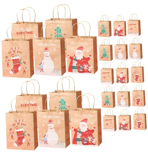 Hemobllo 25 Stück Weihnachtspapiertüten aus Papier Leichte und Handliche Geschenktüten für Süßigkeiten und Snacks Weihnachtsfeiern