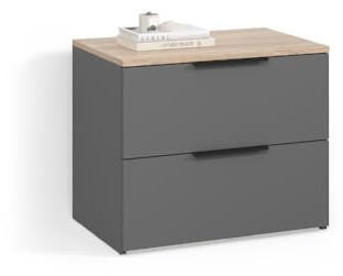 Livinity Kommode Piave, Anthrazit, 60 x 50 cm | mit 2 Schubladen