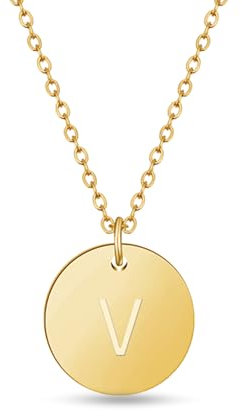 Initialen Halskette Frauen Mädchen mit Gravur V Victoria Viktoria Valentina Vanessa Veronika Valerie Viola Verena Vivian Vincent Valentin Viktor Victor - Valentinstag-Geschenk für Sie und Ihn