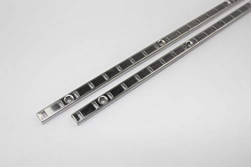 HKB ® 2 Stück Bodenträgerschiene Vari, 16mm, 1000 x 16mm, vernickelt, Fachbodenträger, Möbelbodenträger, Löffelbodenträger, ohne Schrauben, Hersteller Hettich, Artikel-Nr. 9116037-2