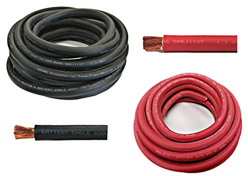 WNI 4 Gauge 10 Feet Black 10 Feet Red 4 AWG Ultra Flexible Welding Battery Copper Cable Wire - Made in the USA - Car, Inverter, RV, Solar