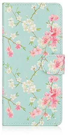 32nd Floral Series - Design PU Leather Book Wallet Case Cover for Samsung Galaxy S10 Plus, Designer Flower Pattern Wallet Style Flip Case With Card Slots - Spring Blue