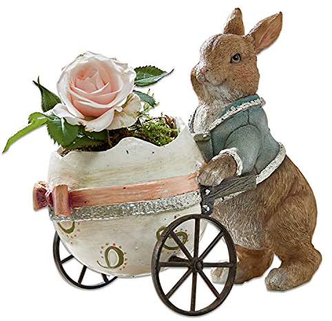 Loberon Hase Alençon, von Hand bemalt, entzückendes Osterhasen-Motiv, echter Vintage-Charme, befüllbares Ei, Ostern, Osterdekoration, Polyresin, braun