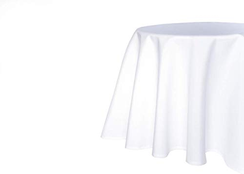 texpot Gartentischdecke 140 cm rund in Weiß mit Leinen Optik Lotuseffekt Fleckschutz Bügelfrei Tischdecke