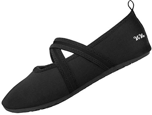 WeWee Die gesunden Allround-Barfußschuhe Damen - Vielseitig einsetzbare Minimalschuhe aus Neopren Wasserschuhe, Strandschuhe Badeschuhe, Schwarz Cross, 35/36 EU(Herstellergröße: S)
