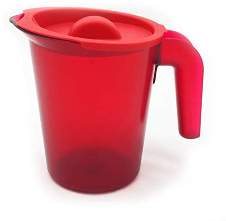 Roltex Small 500ml Frosted Coloured Jug with Lid Unbreakable Plastic (Red)