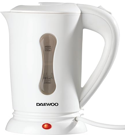 Fine Elements 0.5L Plastic Travel Kettle with Auto Cut Off, Boil Dry Protection, Two White Cups Included, Lightweight and Portable with Concealed Heating Element
