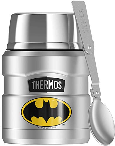 Batman Classic Logo, THERMOS Pot à nourriture en acier inoxydable avec cuillère pliante, isolation sous vide et double paroi 16oz