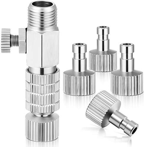 Airbrush Schnell Freisetzen Kupplung Adapter Kit Spritzpistole Trennadapter Set mit 1/ 8 Zoll 5 Stecker und Buchsen Anschlüssen, 1/ 8 Zoll BSP Stecker und Buchsen Anschluss mit Steuer Ventil