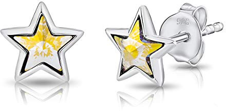 DTPsilver® KLEINE Ohrringe 925 Sterling Silber mit Kristallen von Swarovski® Elements Stern Ohrstecker - Durchmesser: 7 mm