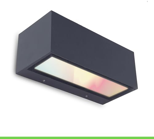 LED Außenwandleuchte Gemini,Smart Home Außenlampe,dimmbare Außenleuchte,Up&Down Wandlampe aus Aluminium in Anthrazit,App-Steuerung,kompatibel mit Alexa/Google,einstellbare Lichtfarbe