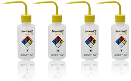 ULAB Sicherheit swaschflaschen, 4 Stück Isopropanol Weithals Waschflaschen, Laborflasche Waschflasche Squeeze Flasche Sprühflasche, LDPE-Material, Vol.500 ml, UWB1023