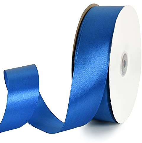 TONIFUL 1-1/2 Inch (40mm) x 100 Yards Royal Blue Wide Satin Ribbon Solid Fabric Ribbon for Gift Wrapping Chair Sash Valentine's Day Wedding Birthday Party Decoration Hair Floral Craft Sewing