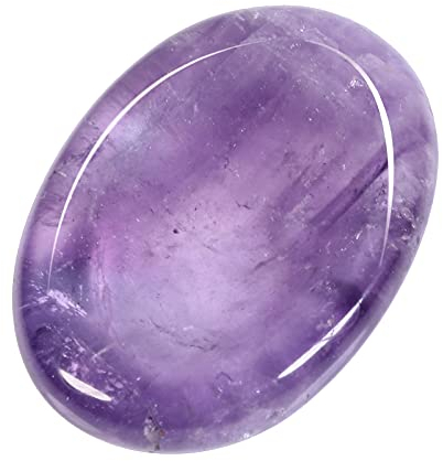 KYEYGWO Amethyst Reiki Heilung Kristall Sorgen Stein für Handschmeichler Dekompression, Oval Daumenstein Pocket Palmen Taschensteine Worry Stone Massagesteine für Meditieren, Stress abbauen, Yoga