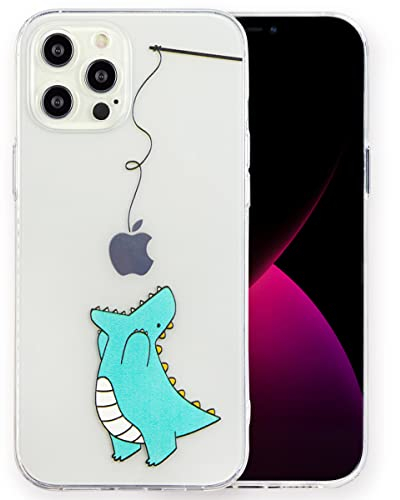 INLOYGEM Case for iPhone 12 Pro Max, Clear Shockproof Soft TPU Bumper Cover with Dinosaur Pattern, Slim Thin Transparent Phone Case for Apple iPhone 12 Pro Max-Dinosaur