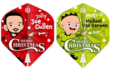 WINMAU Michael Van Gerwen MvG und Joe Cullen Rockstar Christmas Dart Flight Multi Pack – 4 Sets pro Packung
