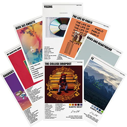 DIANSHANG Kanye Albumcover-Poster, limitierte Poster, Druck, Rapper, Musikposter, Leinwand, Wandkunst, Zimmer, ästhetisches Set, für Teenager und Mädchen, Wohnheim-Dekoration, 20,3 x 30,5 cm,