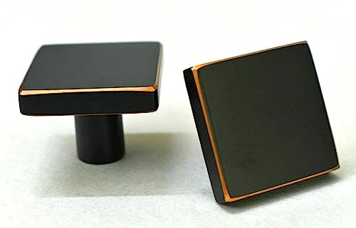 ARTISNO Boutons plats carrés en laiton massif, poignées de placard à trou unique, quincaillerie de meubles, boutons de porte d'armoire, boutons de commode, poignées de garde-robe (noir)