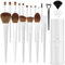 LUXBRU Make-up-Pinsel-Set, 20-teilig, professionelles Set mit Foundation-, Puder-, Lidschatten- und Augenbrauenpinsel, Etui und Halter, Weiß
