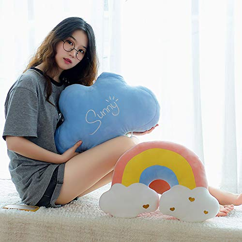 Mond Regenbogen Wolke Kissen Kissen Weiches Plüsch Wolke Gefüllt Regenbogen und Mond Kinderzimmer Dekor, Sofa Schlafkissen, Wolke Wurfkissen Plüsch Sofakissen Kissen Kissen Auto Nackenkissen (Wolke)