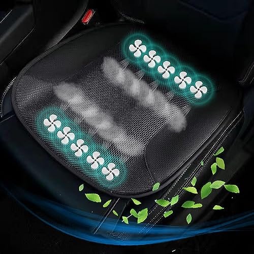 LUCKKY Car Summer Cooling Seat Cushion with USB Fan, Ventilated Car Seat Cover Breathable Car Seat, Cooling Car Cushions, Car Seat Cooling Pad with 5 Fans 3 Cooling Speeds (Black)