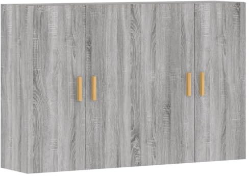 vidaXL Wandschrank 2 STK., Hängeschrank mit viel Stauraum, Sideboard für Wohnzimmer, Schrank Wandmontage Lagerschrank Kommode, Skandinavisch, Grau Sonoma Holzwerkstoff