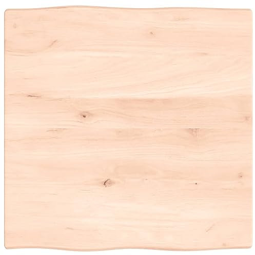 JUNZAI Tablero de Mesa Madera Maciza Roble Borde Natural 60x60x2 cm, Encimera Cocina, Tableros De Madera, Table Salon, Encimera De Madera - 363869