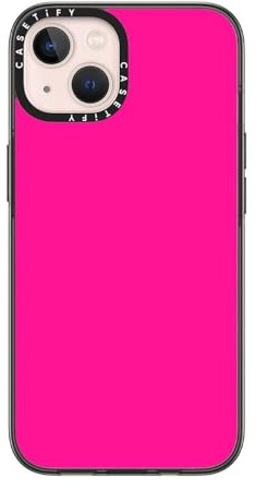 CASETiFY Compact iPhone 13 Case [2X Military Grade Drop Tested / 4ft Drop Protection] - Simple Neon Pink - Clear Black