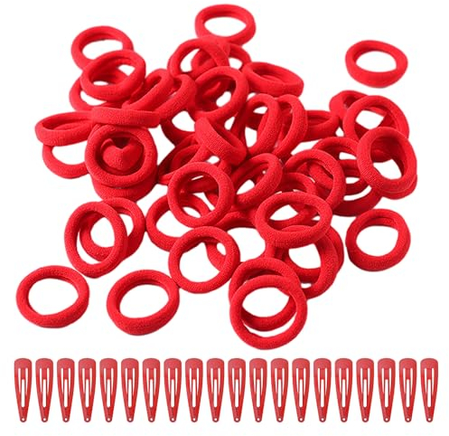 60-teiliges Set rote Haarbänder, mit 20 roten Haarnadeln, elastische Haarbänder, Ersatzhaarbänder, rote Stirnbänder, elastische Gummibänder, einfacher Haarschmuck
