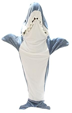 Hai Decke Für Erwachsene Gemütlicher Flanell Hai Decke Kostüm Tragbare Hai Decken Hoodie Niedlicher Hai Einteiler Blanket Tragbare Gemütlich Hoodie Kostüm