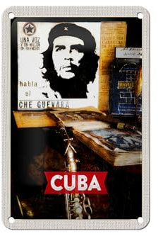 FEMER Blechschild Reise 12x18cm Cuba Karibik Che Guevara Demokratie Schild
